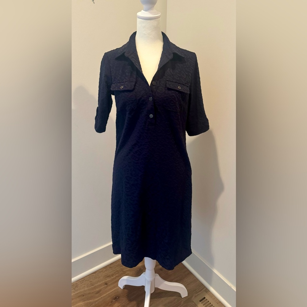 J.Mclaughlin Yolanda Dress in Posh Cheetah Jacquard. Navy blue size XS.